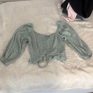 Hollister Sage Floral Blouse